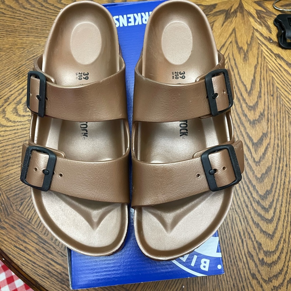 Birkenstock copper sandals